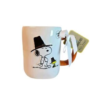 THANKFUL FOR YOU Rae Dunn X Peanuts Snoopy Thanksgiving Mug Pilgrim Pumpkin 2023